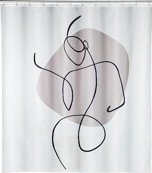 WENKO LADYLINE Duschvorhang 180 x 200 cm, Weiß/Grau