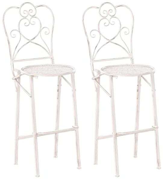 Garten-Barhocker 2er Set TRIESTE klappbar Metall Hellbeige