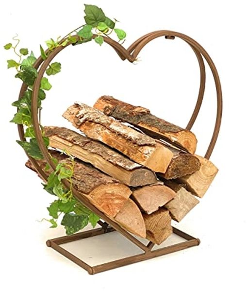 Kaminholzregal Metall Herz Kaminholzständer 2013221 M 53 cm Holzkorb Kaminholzhalter Holzregal Feuerholzhalter Deko