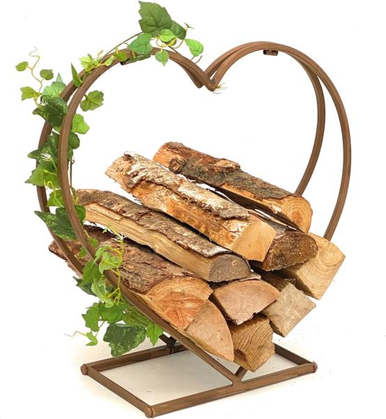 Kaminholzregal Innen Metall Herz Kaminholzständer 2013221 M 53 cm Holzkorb Kaminholzhalter Holzregal Feuerholzhalter Deko