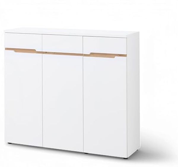 Memphis Schuhschrank in Weiß, Artisan Eiche Optik - Schuhregal mit viel Stauraum für Ihre Schuhe - 120 x 107 x 38 cm (B/H/T)