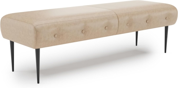 CAVADORE Sitzbank Amba, Trendige Polsterbank 2,5-sitzig für Küche, Esszimmer oder Wohnküche / Küchenbank passend zum 2,5-Sitzer Amba / 139 x 52 x 54 / Hochwertiges Mikrofaser: Beige