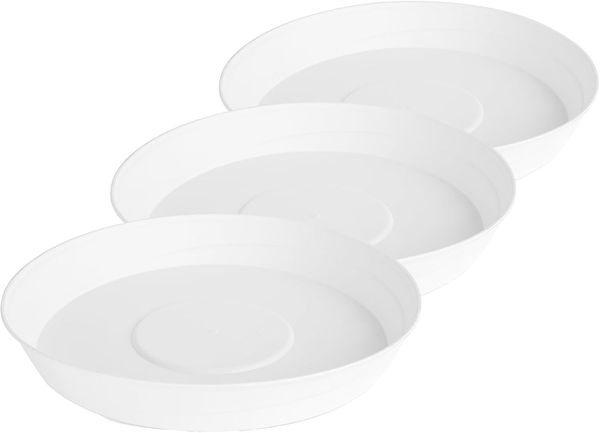Garronda Blumentopfuntersetzer, rund, Kunststoff, 3 Stück - Weiß, ⌀ 28cm H=4,5cm