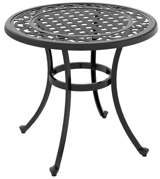 Outsunny Gartentisch Beistelltisch, Terrassentisch mit Aluminiumrahmen (Balkontisch, 1-St, Couchtisch), für Garten, Balkon, Schwarz, 60 x 60 x 53 cm