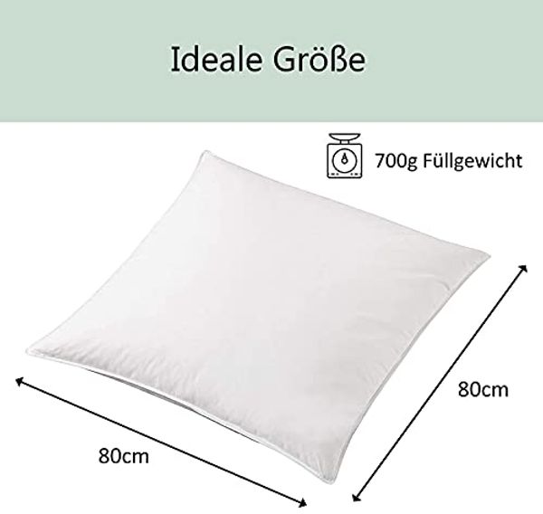 Welt der Träume Daunenkissen 2 Stück Daunenkissen Kopfkissen Kissen 40x40 cm, 40x80 cm, 80x80 cm, Füllung: 60% Daunen/ 40% Federn, Rückenschläfer, Seitenschläfer, Bauchschläfer, Set, 100% Naturprodukt, Designed in Germany-Made in Europe Bild 2