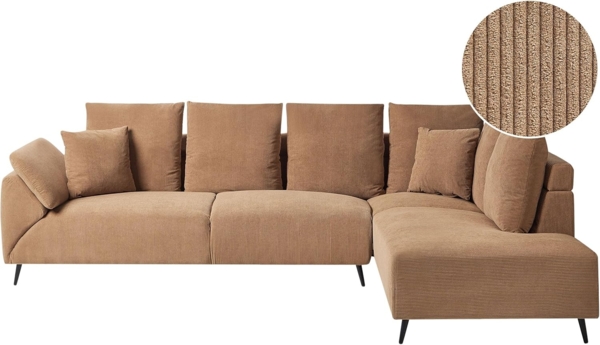 Ecksofa LUNNER Cord Braun Linksseitig