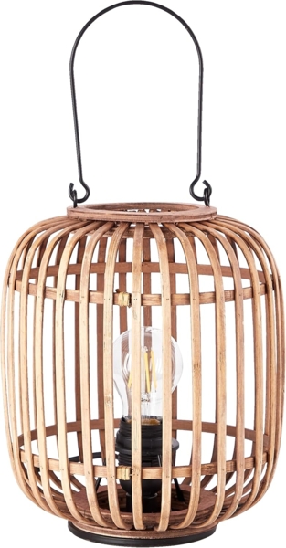 Lightbox dekorative Tischlampe - Tischleuchte im Nature-Style mit Tragegriff & Schalter - für E27 Leuchtmittel - Hellbraun Höh Bild 3