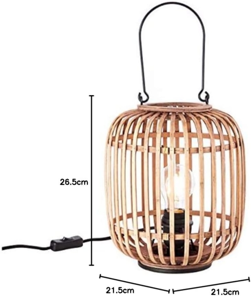 Lightbox dekorative Tischlampe - Tischleuchte im Nature-Style mit Tragegriff & Schalter - für E27 Leuchtmittel - Hellbraun Höh Bild 9