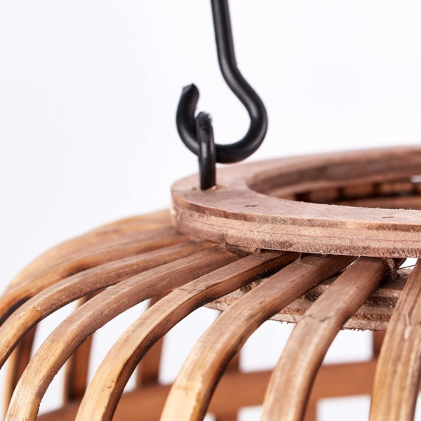 Lightbox dekorative Tischlampe - Tischleuchte im Nature-Style mit Tragegriff & Schalter - für E27 Leuchtmittel - Hellbraun Höh Bild 8