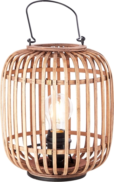 Lightbox dekorative Tischlampe - Tischleuchte im Nature-Style mit Tragegriff & Schalter - für E27 Leuchtmittel - Hellbraun Höh Bild 5