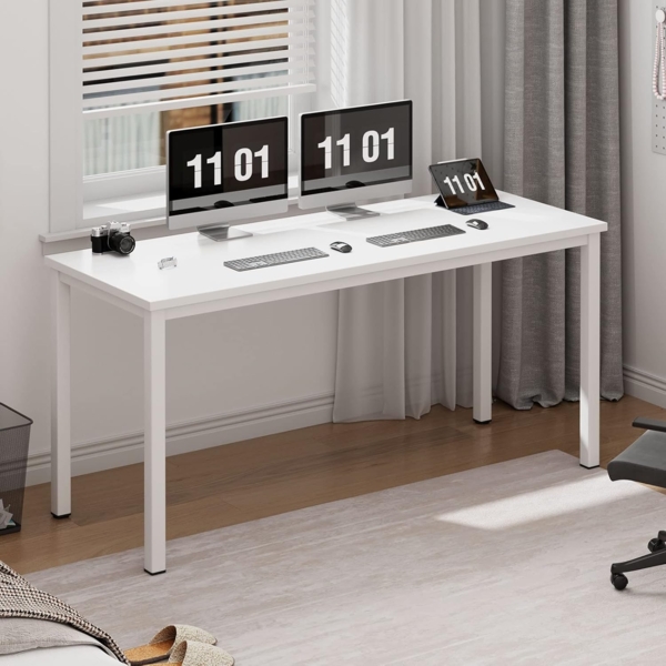 SogesHome Computertisch Schreibtisch 120 x 60 x 75 cm PC Schreibtisch Büro Schreibtisch Workstation für Home Office Verwenden Schreibtisch, Esstisch Konferenztisch,Weiss, AC3DW-120-SH Bild 1