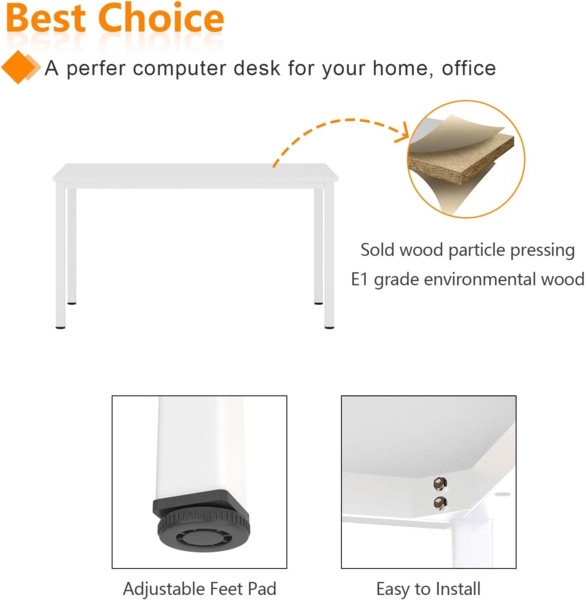 SogesHome Computertisch Schreibtisch 120 x 60 x 75 cm PC Schreibtisch Büro Schreibtisch Workstation für Home Office Verwenden Schreibtisch, Esstisch Konferenztisch,Weiss, AC3DW-120-SH Bild 3