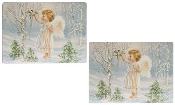 Wohnando Platzset Platzset aus Kork für den Tisch winterlicher Engel - 2er Set