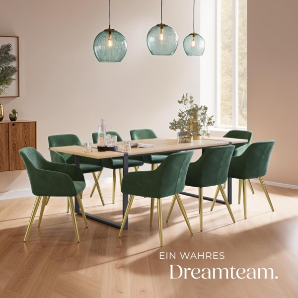 tectake Esszimmerstuhl Küchenstuhl Marilyn Samtoptik, goldene Stuhlbeine (Set, 8 St), Vielseitig verwendbar und kombinierbar Bild 2