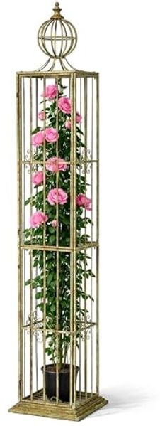 DanDiBo Rankhilfe Metall Garten Rosensäule Rosenturm 230 cm Ranksäule 93970 Rankgitter Rosen Säule Garten Kletterhilfe Outdoor