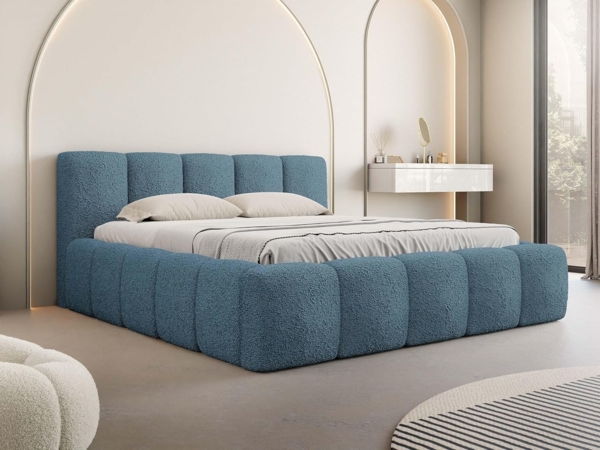 Mirjan24 'Koweni' Polsterbett mit Bettkasten, Bouclé, Blau, 140x200 cm Bild 2