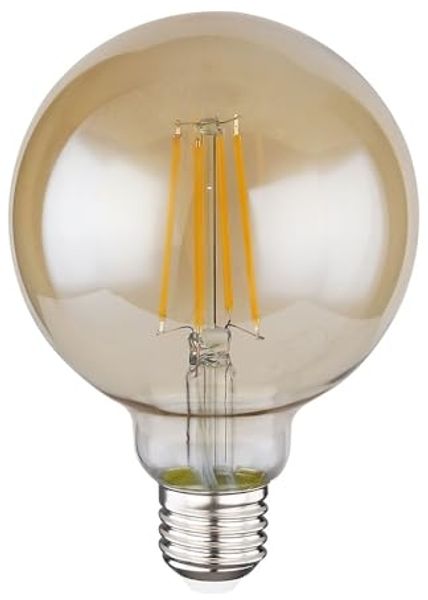 LED 7 Watt Leuchtmittel, Kugel Glas amber, dimmbar, DxH 9,5x14 cm