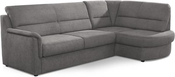 Cavadore Ecksofa Paris mit Federkern / Kleines L-Sofa mit Vorziehsitz, Bettkasten und Ottomane / 243 x 87 x 155 / Grau