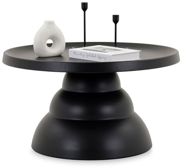IDIMEX Couchtisch LORIS, Beistelltisch rund Metall pulverbeschichtet modern schwarz