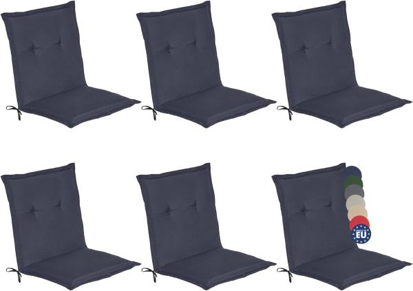 6er Set Beautissu Niederlehner Auflage Loft NL 100 x 50 x 6 cm Dunkelblau