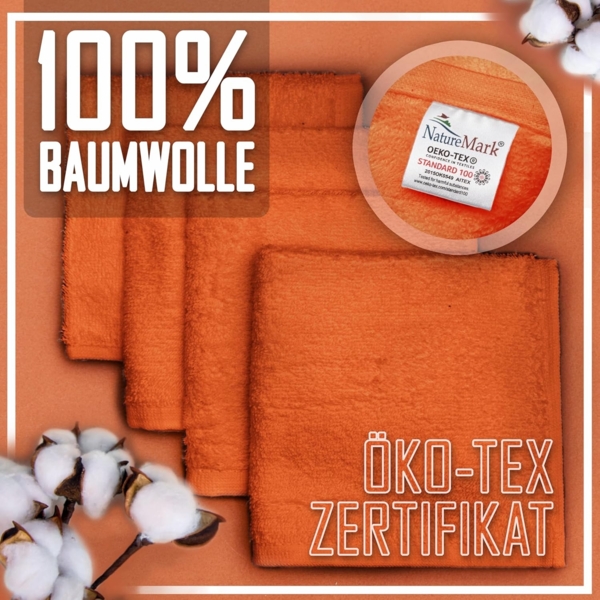 NatureMark 10er Pack Waschlappen | 100% Baumwolle | Frottier Seiflappen | Größe 30x30 cm | Frottee Seiftücher im 10er Pack Farbe: Terrakotta Bild 6