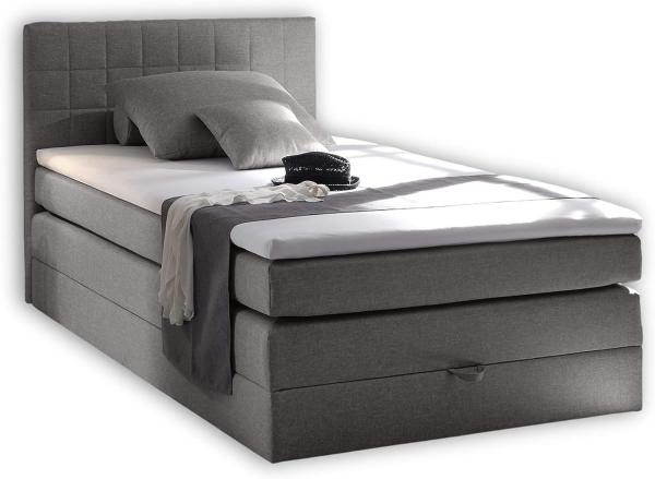 Boxspringbett mit Bettkasten 'HAWAI 1' 140cm grau Webstoff