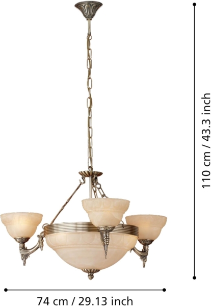 Eglo 85857 Kronleuchter Marbella brüniert Glas alabaster champagner 6-flammig Ø 74cm Bild 6