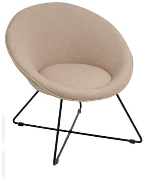 DRW Runder Sessel aus Stoff und Metall in Beige und Schwarz