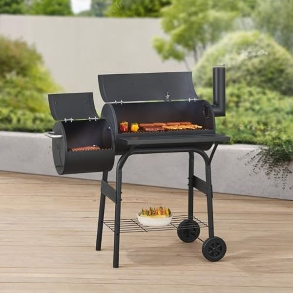 casa.pro 'Arielli' Holzkohlegrill, Stahl Schwarz, 115x110x64cm