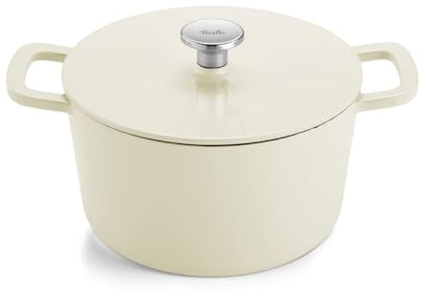 Fissler Bratentopf Fissler Emaillierter Gusseisen Bräter 24cm Elfenbeinweiß, Gusseisen