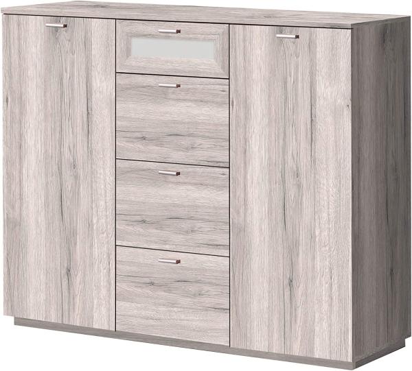 FORTE Nexus Kommode, Holzwerkstoff, Beige/Braun, 119,6 x 98,8 x 40 cm