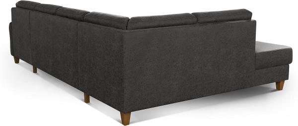 CAVADORE U-Form-Sofa Palera / Wohnlandschaft mit Schlaffunktion, Stauraum und Federkern / 314 x 89 x 212 / Mikrofaser in Lederoptik, Dunkelgrau Bild 6
