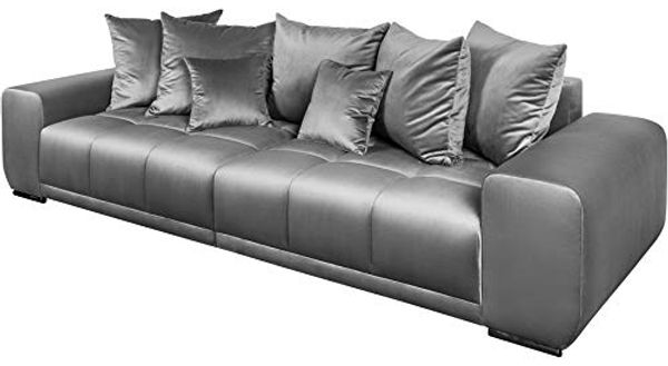 riess-ambiente Big-Sofa ELEGANCIA 285cm silbergrau, Einzelartikel 1 Teile, XXL Couch · Samt · mit Federkern · inkl. Kissen · Design