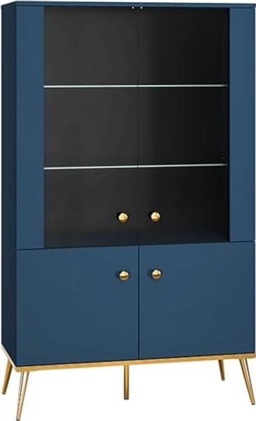 Stauraumvitrine Marine Vitrine 92x40x152cm dunkelblau