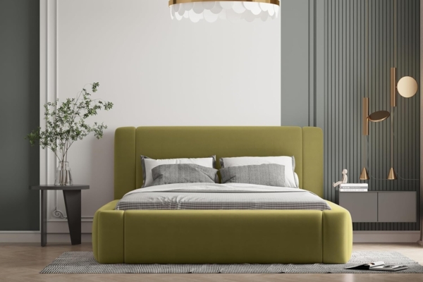 Polsterbett OLAF 90x200 mit Matratze, Bettkasten und Lattenrost. Farbe: VELUTTO 9