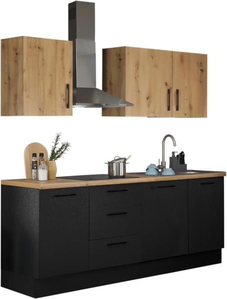 BASIC by Balculina Küchenzeile Turin, Breite 220 cm, ohne E-Geräte, mit Soft-Close-Funktion