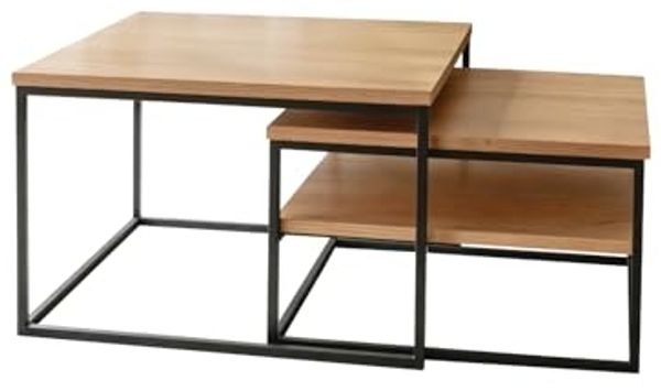 2er Set Couchtische - Eiche / Metall
