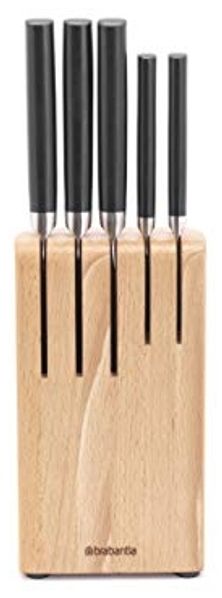 Brabantia Profile Messerblock mit 5 Messern, Holz, Matt Steel, 260483