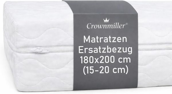 Crownmiller Microfaser Ersatz Matratzenbezug, 60°C waschbar, 4-seitiger Reißverschluss 180x200 cm, 18 cm (Matratzen von 15-20cm)
