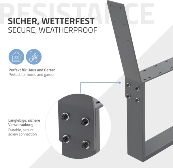 ML-DESIGN Sitzbank Bankgestell 2 stück Bankbeine aus Stahl wetterfest mit Rückenlehne, Bankkufen 40x78 cm Anthrazit für Außenbereich DIY Gartenbank Bild 4