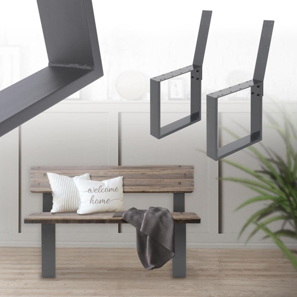 ML-DESIGN Sitzbank Bankgestell 2 stück Bankbeine aus Stahl wetterfest mit Rückenlehne, Bankkufen 40x78 cm Anthrazit für Außenbereich DIY Gartenbank
