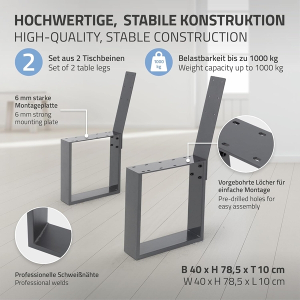 ML-DESIGN Sitzbank Bankgestell 2 stück Bankbeine aus Stahl wetterfest mit Rückenlehne, Bankkufen 40x78 cm Anthrazit für Außenbereich DIY Gartenbank Bild 2