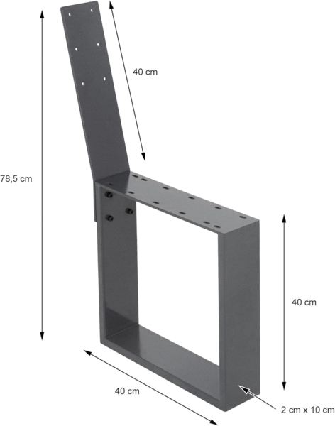 ML-DESIGN Sitzbank Bankgestell 2 stück Bankbeine aus Stahl wetterfest mit Rückenlehne, Bankkufen 40x78 cm Anthrazit für Außenbereich DIY Gartenbank Bild 5