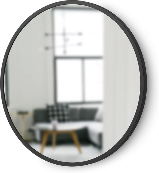 Umbra Hub Wandspiegel, Flurspiegel, Spiegel, Schminkspiegel, Kosmetikspiegel, Schwarz, Oval, 61x46 cm, 1013765-040