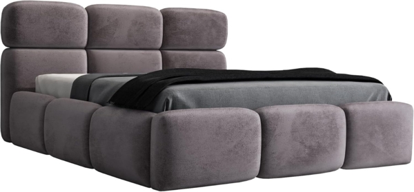 Polsterbett MAROKO 180x200 mit Matratze, Bettkasten und Lattenrost. Farbe: Grau 16