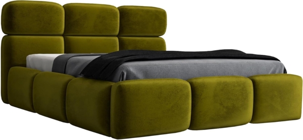 Polsterbett MAROKO 90x200 ohne Matratze mit Bettkasten und Lattenrost. Farbe: Olive 9