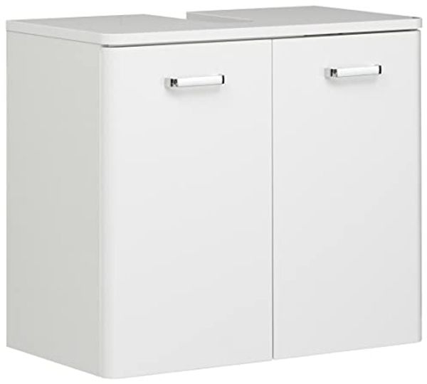 Waschbeckenunterschrank Porto / Piolo, Glas, Holzwerkstoff, Metall, Weiß, 60 x 53 x 33 cm