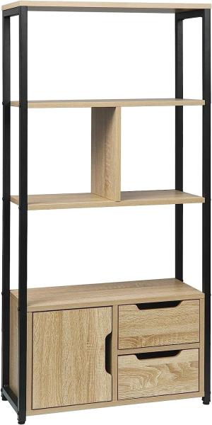 Standregal Bücherregal mit Schrank 58x24x120cm eiche hell