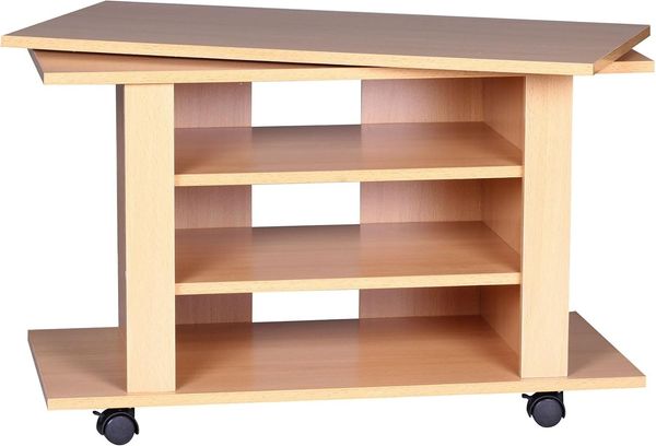 Fernsehschrank Drehbar auf Rollen | TV Bank 75 x 38 x 50 cm mit Drehteller für Fernseher Bild 2