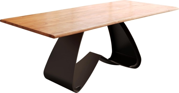 Esstisch Edge 200x100 Akazie Natur W-Gestell Metall Schwarz Live-Edge